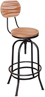 Zhou-WD Giratorias Levante heces, Hierro Forjado Estructura del Asiento Delantero de Madera Retro del Estilo de excursiones Bar Stool Restaurante Terraza Silla de Comedor Taburetes de Bar (Size : B)