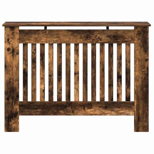 Miniatura 7 de Vidaxl Cubierta De Radiador Roble Ahumado 112 X 19 X 81,5 Cm, Cubierta Moderna Para Radiador Rectangular, Diseño Decorativo, Madera Segura, Ideal Para El Hogar