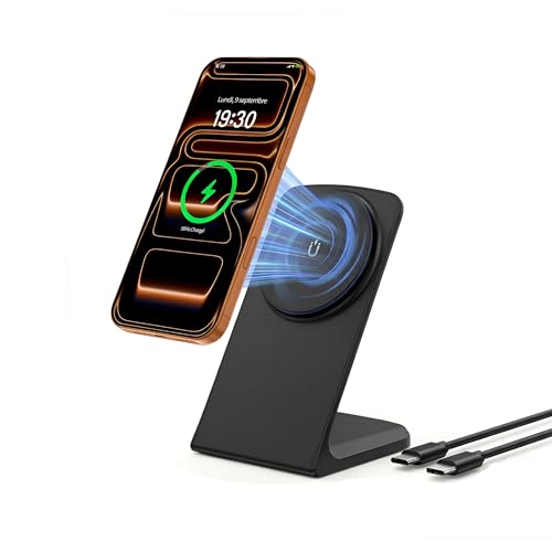 Chargeur sans Fil, Station de Charge Magnétique sans Fil, Station de Charge Rapide Magnétique Compatible avec iPhone 17 16 15 14 13 12 Series, AirPods Pro 2, AirPods 3