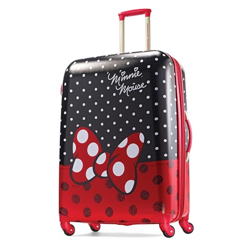 American Tourister Disney Hardside Luggage With Spinner Wheels, Minnie Mouse Red Bow, Checked-Large 28-Inch