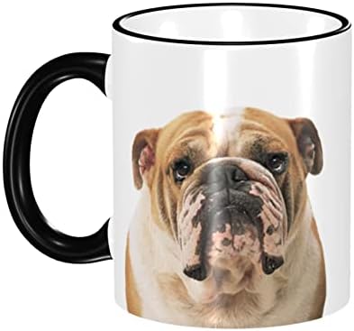 JSPTOMTT Bulldog Cute Dog Ceramic Coffee Mug Tea Cup 11 Oz for Women Men Adult Drinks With Handle Friends Halloween Christmas Birthday Funny Gift Microwave Safe