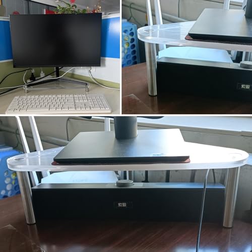 Support de moniteur en acrylique transparent et étagère de rangement d'angle - 3