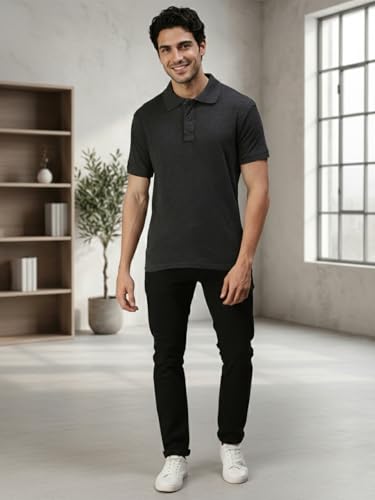 Image of Lux Cozi Men's Cotton Solid Polo Tshirt | Collar Tshirts | Half Sleeves | Stylish & Premium All Day Wear | Pack of 1