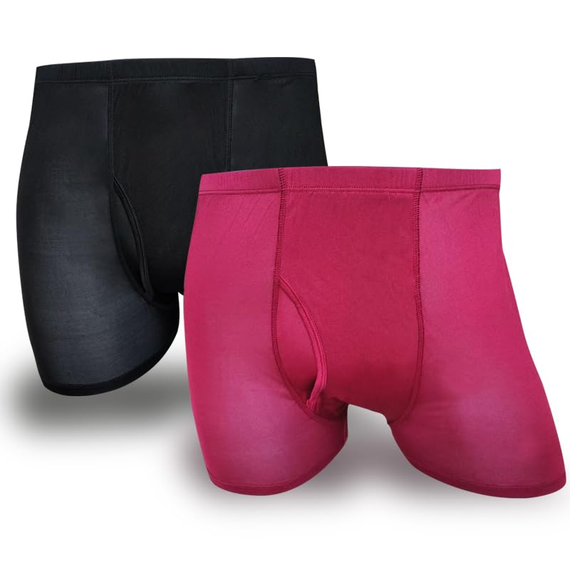 HOUDE Men's silk knitted boxer briefs, luxurious and comfortable, lightweight and breathable, 2 Pack
