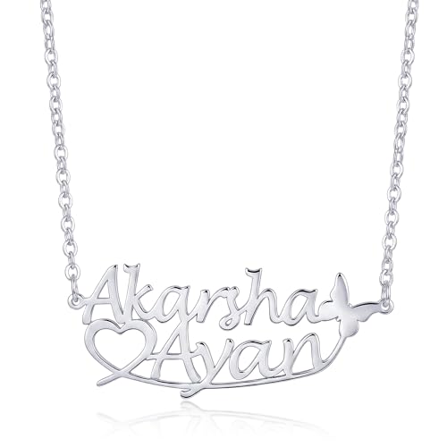 Image of TRUESILVER ACPL Personalized 925 Sterling Silver Name Necklace for Women & Girls | Customized Name Pendant Necklace | Custom Jewelry Gift for Birthday Anniversary Wedding