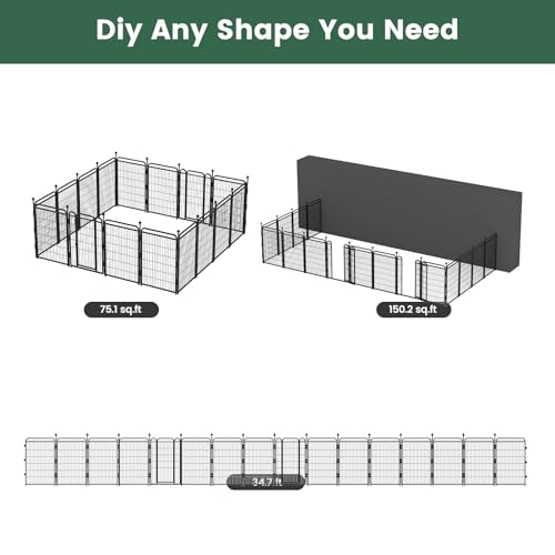 Gardner Pet Dog Playpens, 40\" H 16 Panels Dog Pen Outdoor/Indoor Dog Fence Exercise Pen for Small/Medium/Large Dogs,Pet Play Yard Gate with Gravity Automatic Lock, Pet Playpen, Black