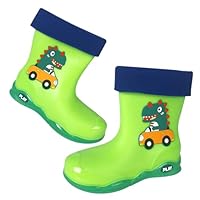 Baby Booties PVC Rubber Children Water Shoes Classic Children Rainboots Rain Boots Kids Baby Cartoon Shoes(Green,10.5 Toddler)