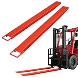Garvee Forklift Extensions, 1 Paar schwere Stahl-Palettengabelverlängerungen für Gabelstapler,inklusive einem Paar Handschuhe, 244 cm Länge, 11 cm Breite, rot