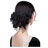 FASELE ヘアクリップ バレッタ ヘアリボン 蝶結び メッシュ シフォン ふんわり 優しい エレガント クリップ 髪飾り 髪留め 上品 クリスタル ヘアアクセサリー おしゃれ 結婚式 通勤 通学 パーティー お祝い 卒業式