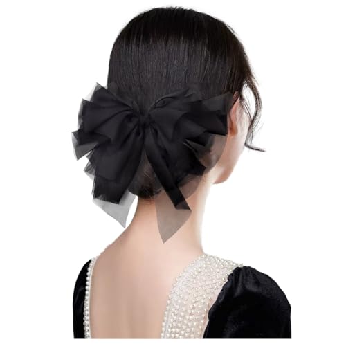 FASELE ヘアクリップ バレッタ ヘアリボン 蝶結び メッシュ シフォン ふんわり 優しい エレガント クリップ 髪飾り 髪留め 上品 クリスタル ヘアアクセサリー おしゃれ 結婚式 通勤 通学 パーティー お祝い 卒業式
