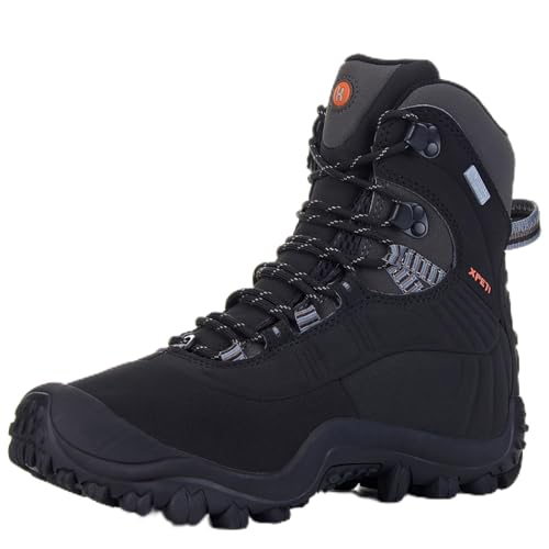 XPETI Women's Thermator Mid High-Top Hiking Boot waterproof lightweight Hiking Shoes Black 7.5
