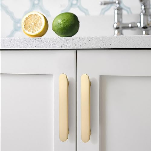 Guolich 2 Pcs Hole Centers 2.5 Inch(64mm) Kitchen Drawer Handle Door Cabinet Pulls Zinc Alloy Handle Modern Gold Brushed Brass Hardware for Wardrobe Bathroom Dresser - Image 3