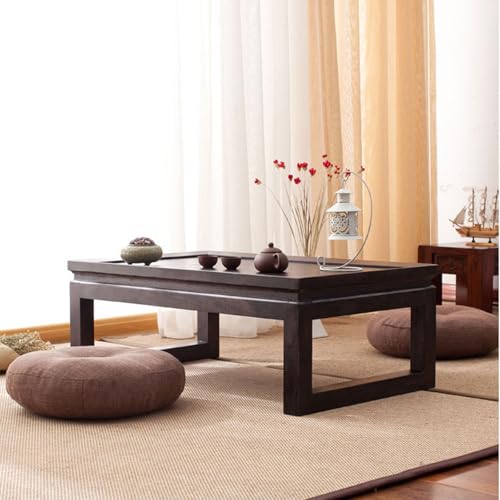 Table basse tatami élégante noire au design épuré chic