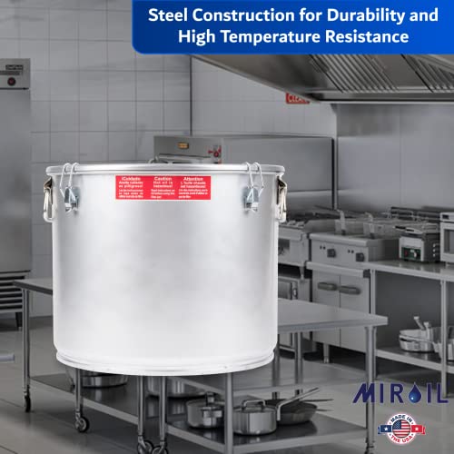 MirOil #40L - 5 Gal Grease Bucket & Oil Filter Pot For Filtering of Hot Cooking Oil, Gasket Safety Lid with Quick Lock Clips, For Fryer Capacity Up to 35 lbs