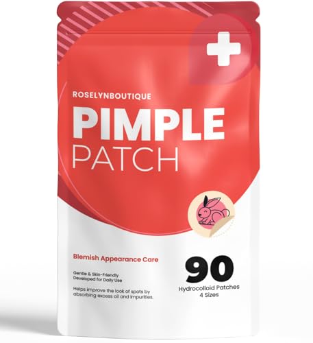 ROSELYNBOUTIQUE Pimple Patches for Face - 90 Hydrocolloid Acne Patches with BHA, Tea Tree Oil, Zits...
