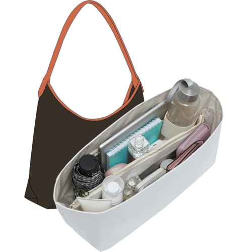 Doxo Organizador de bolsa compatível com organizador de bolsa Goyard Hobo, bolsa organizadora leve atualizada Geya Boheme Hobo com suporte elástico para copo e zíper YKK (branco)