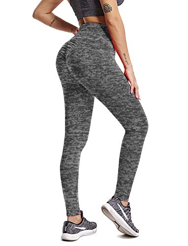 Legging Femme Pantalon de Sport avec Poches Yoga Fitness Gym Pilates Taille Haute GP-08(Heather Grey,XL) Cover