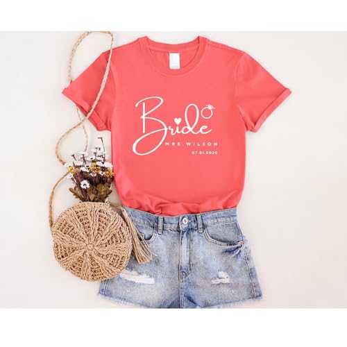 Customizable Bride and Team Bride T-Shirts for Bachelorette Parties – Unique Bridesmaid Gifts with Personalized Names and Dates - Image 2