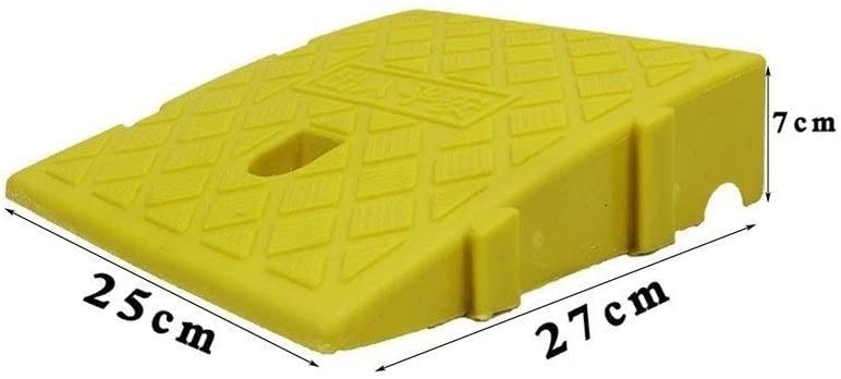 Rampas de umbral de plástico amarillo con cuña triangular para bicicletas y mascotas 3
