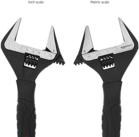 Amazon Basics 4-Piece Plumbing Adjustable Wrench with Soft Grip, Wide Mouth, Includes: 6-Inch (150 mm), 8-Inch (200 mm), 10-Inch (250 mm), 12-Inch (300 mm)