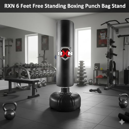 Image of RXN 6 Ft Free Standing Boxing Punch Bag for MMA, Kickboxing & Training | Speed Training | Improves Reflexes | Adjustable Height | Stable Base | Durable Construction | Boxing & MMA Training