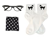 Hip Hop 50's Shop Kids 3 Piece Accessory Set (Black Polka Dot, Child)