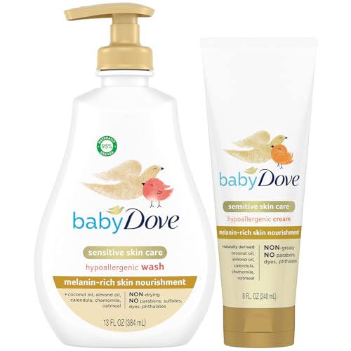 Image of Dove Baby Body Wash & Lotion for Melanin-Rich Skin Care – Hypoallergenic, Suitable for Newborns