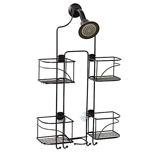 Zenna Home Rust-Resistant Expandable Hanging Over-The-Shower Caddy With Baskets, Bronze #TOP3
