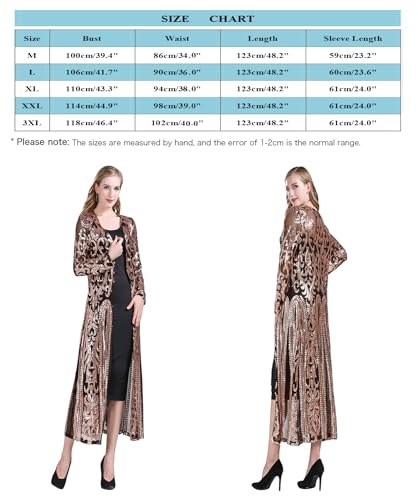 Women's Sparkling Sequin 1920s Cover Up Loose Open Front Long Sleeve Cardigan Coat Dress for Evening Party2