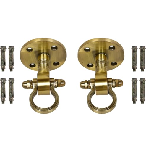 Image of 6 INCH Long Jhula Antique Brass Finish Kada Hanging Hooks and jhulla Kadu Heavy Duty Hooks For Hanging Hammock & Swing With 8 Anchor Bolt Fastener [Pack of 2] Weight Capacity 1000kg Non-Rustic