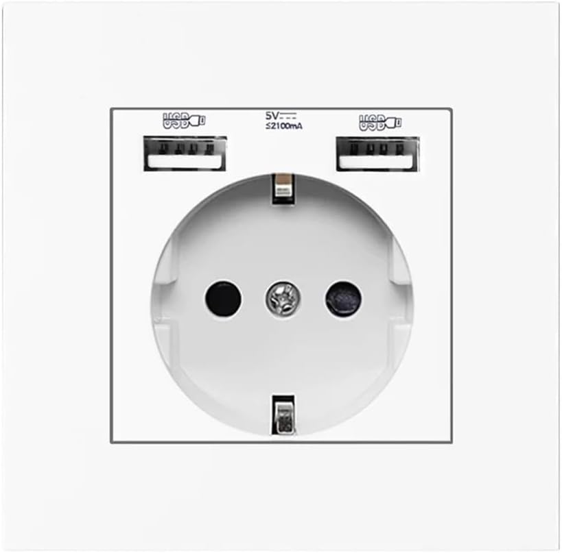 Standard USB Mobile Phone Charging Socket, 86mm 16A pop Home Improvement Plug Socket, 5V USB Wall Power Outlet(White)