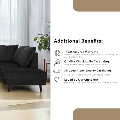 Image of Gratly RHS 4 Seater L Shape Sofa Set for Living Room (Black Colour) Premium Fabric Sofa