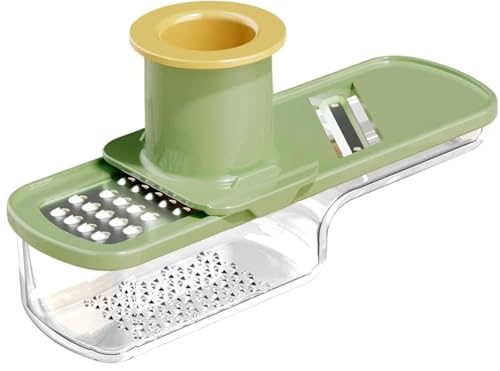 Hachoir À Ail Multifonction 3 en 1, Râpe À Gingembre Et À Ail avec Protège-Main, Broyeur À Ail Et Gingembre for Légumes, Mandoline for La Cuisine Et La Maison(Green)