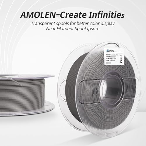 Image of AMOLEN PLA 3D Printer Filament, Cement Grey PLA Filament 1.75mm, Magic Stone Marble PLA 3D Printing Filament, 1kg Spool (2.2lbs), Dimensional Accuracy + /- 0.02 mm, Fit Most FDM Printer