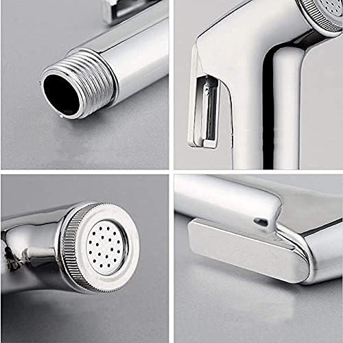 Image of ABS Health Faucet Jet Spray Gun with 1m Hose N Wall Hook | Chrome Finish Toilet Jet Spray for Bathroom Hygiene | Leak Proof | Includes 6-Inch Stainless Steel Napkin Ring Towel Holder (1 Set)