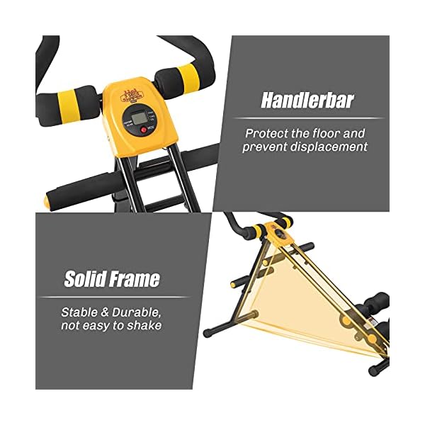 Core & Abdominal Trainers, Ab Machine Exercise Equipment for Home Gym, Strength Training Ab Cruncher Foldable Fitness Equipment, Whole Body Workout Machine for Leg, Thighs, Buttocks Shaper (Yellow)