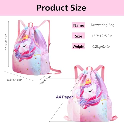 Drawstring Backpack for Kids - Girls Dance Bag,Sport Gym Beach Swim Travel Daypack2