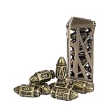 UDIXI Metal DND Bullet Dice Set, Polyhedral Bullet Metal Dice Set Bronze