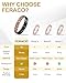 Feraco Men's Copper Magnetic Bracelet and Ring Elegant 99.99% Solid Copper Bracelets with Double-Row Strong Magnets, Magnetic Field Therapy Jewelry(Black)