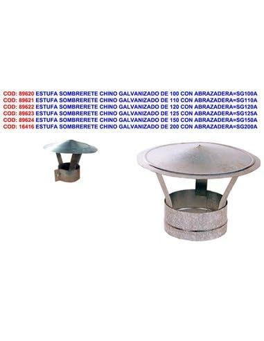Estufa sombrerete chino galvanizado de 150 con abrazadera sg150a