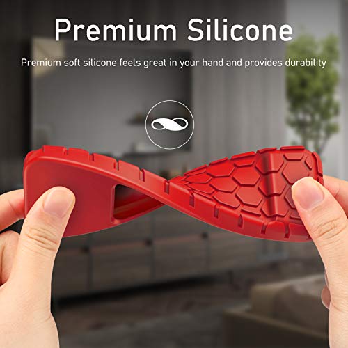 Fintie Protective Case For Apple Tv 4K / Hd Siri Remote (1St Generation) - Honey Comb Lightweight Anti Slip Shockproof Silicone Cover For Apple Tv 4K 5Th / 4Th Gen Siri Remote Controller, Red #TOP3