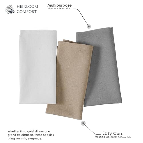 Serviettes en tissu blanc beige gris de table 43x43 cm multicolore - 8