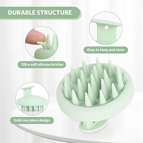 Sndyi Silicone Scalp Massager Shampoo Brush, Hair Scrubber With Soft Silicone Bristles, Scalp Scrubber/Exfoliator For Dandruff Removal, Wet Dry Scalp Brush For Hair Growth & Scalp Care, Fir Green #TOP1