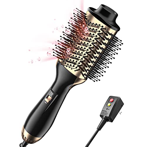 Hair Dryer Brush, Blow Dryer Brush, 3 in 1 Hot Air Brush, Brush Blow Dryer, One Step Hair Dryer and Styler Volumizer for Women Fast Drying Straigntening and Curlying Hair - Gold