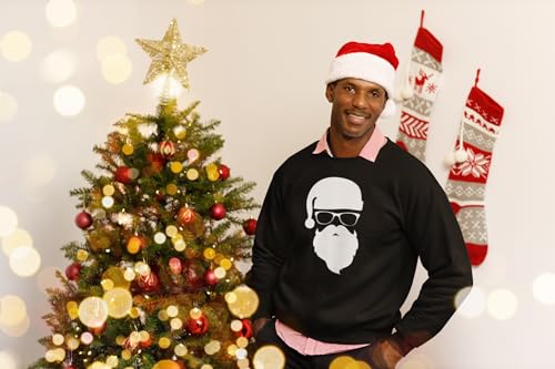 Shop4Ever Hipster Santa With Sunglasses Ugly Christmas Crewneck Sweatshirts 4 Shop4Ever Hipster Santa With Sunglasses Ugly Christmas Crewneck Sweatshirts