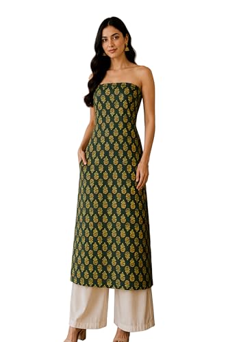 Image of Ethnics of Kutch Womens's Ajrakh Modal Silk Natural Dye Hand Block Print Unstitched Kurta Fabric