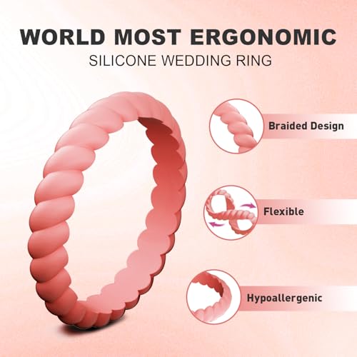 Image of Egnaro Women's Silicone Anniversary Rings, 2.5mm Wide 1.8mm Thick Stackable Rubber Wedding Band, Thin Stylish Comfort Fit Silicone Ring for Nurse, Workout, Work, Pregnancy, Travel, Daily Gift