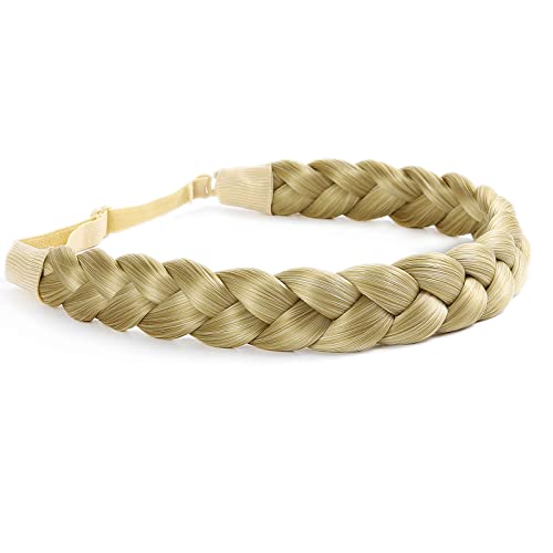 Sthejfb Braid Headband 2 3 Strands Combinations Messy Wide Chunky Fluffy Elastic Stretch Hairpiece Braided Headband Women Girl Beauty Accessory (Beach Blonde) #TOP4