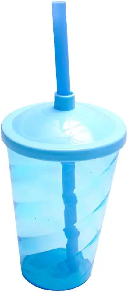 10 Copos Twister Com Tampa e Canudo Cristal Colorido 400ml Cor:Azul Bebe