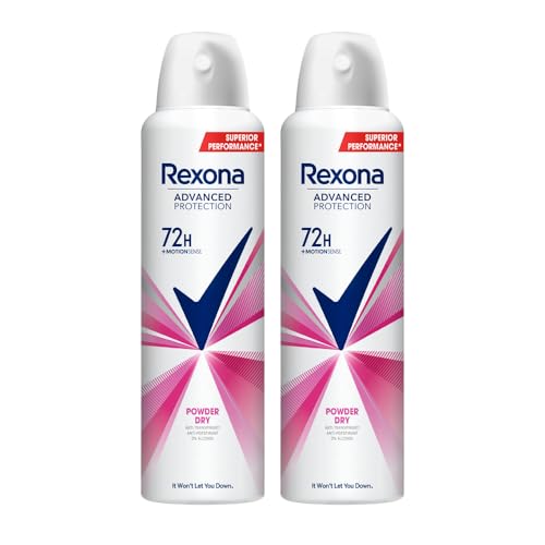Image of Rexona Advanced Protection Powder Dry | 0% Alcohol | 72H +MotionSense | For Women | 200 ML (Pack of 2)